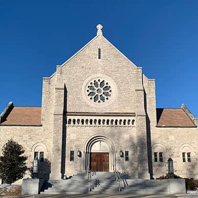 Front of church building