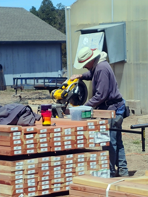 Volunteer working in the community garden