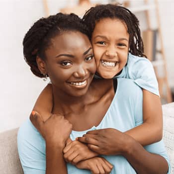 mom and child hugging