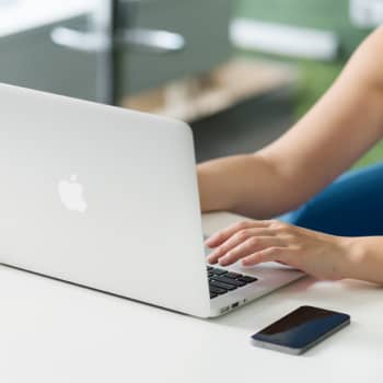 student working on laptop
