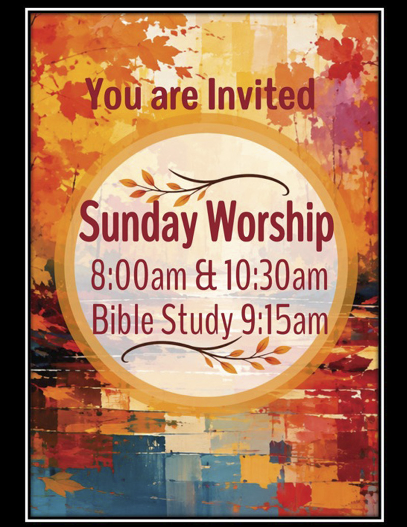 You are invited to Sunday worship and bible study