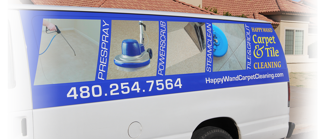 Happy Wand Carpet and Tile Cleaning van