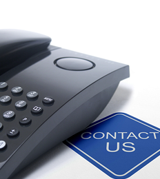 Phone with contact us beside it