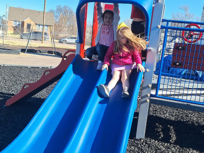 Children on the slide