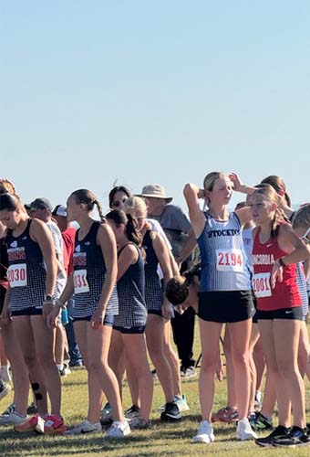 Track students lined up