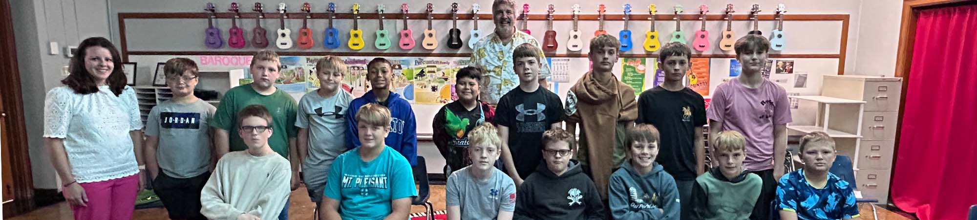 Students in music class