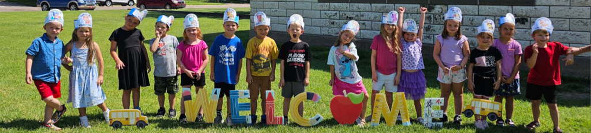 Preschool students outside