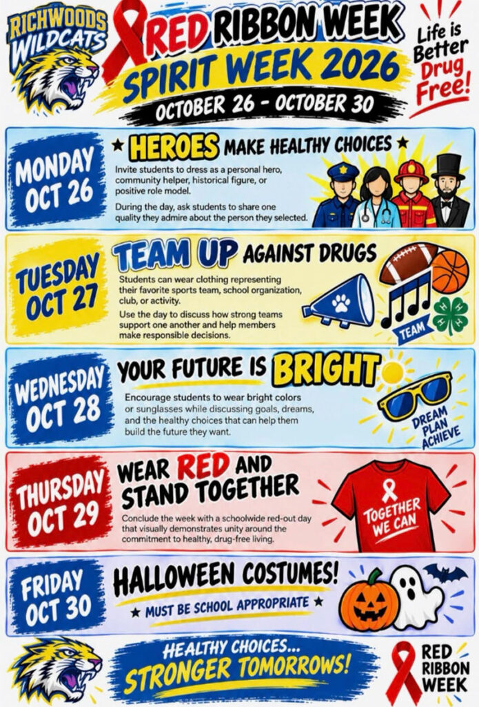 Red Ribbon Week - Spirit Week 2026 flyer