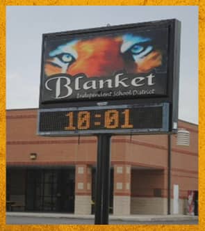 Marquee in front of school