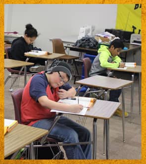Students working at desks