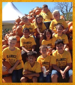Group of students at pumpkin patch