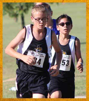 Students running in a cross country meet