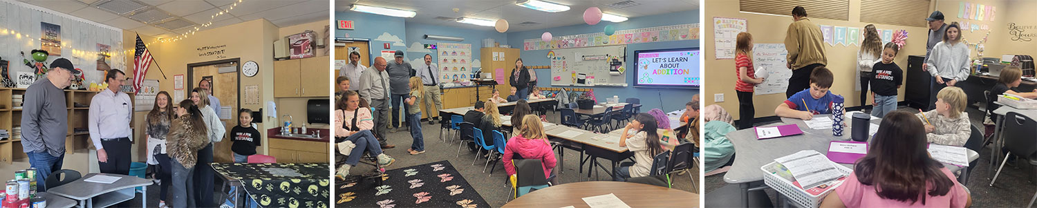 Governing board members visiting different classrooms for activities