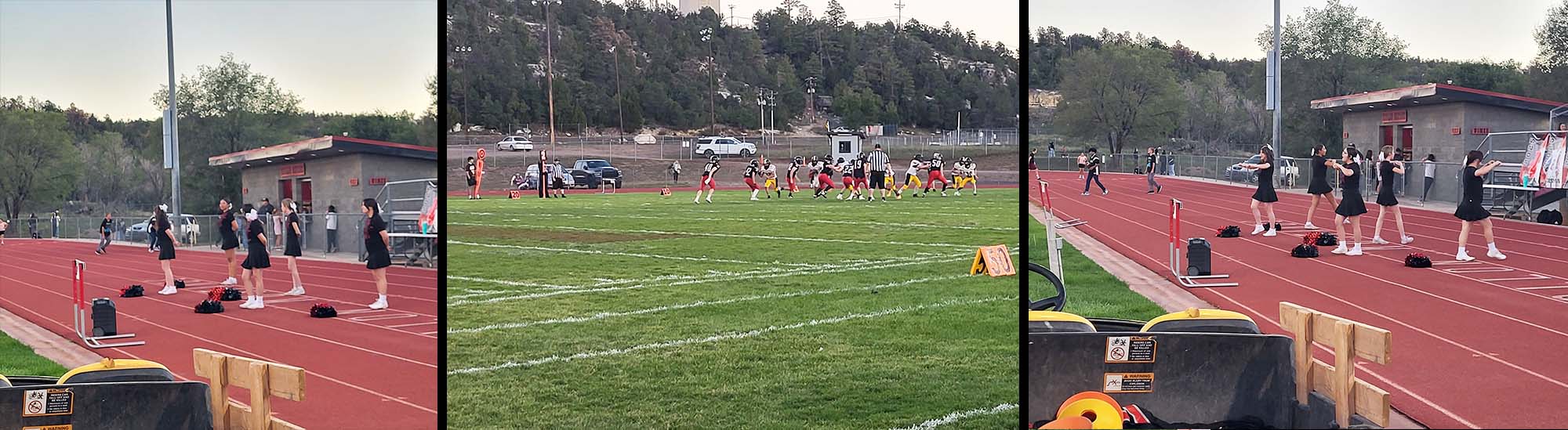 Photo collage of jr. high cheerleaders and football players