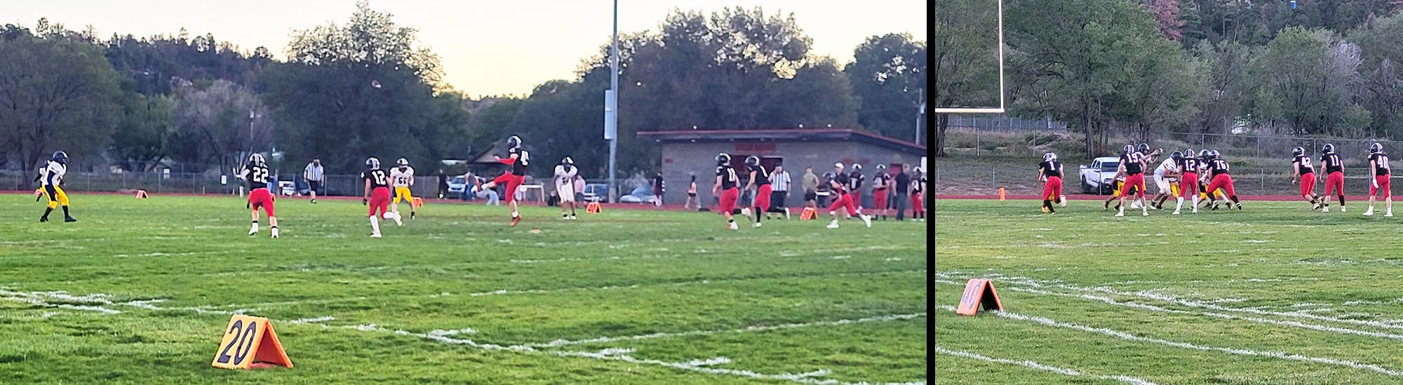 Photo collage of jr. high football players on the field