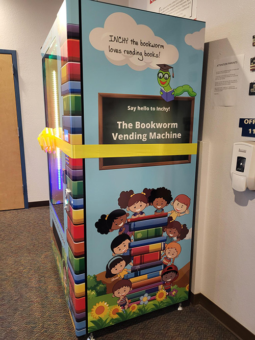 New book machine with a yellow ribbong