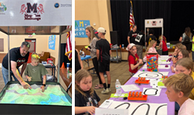 Photo collage of students and adults at STEAM night