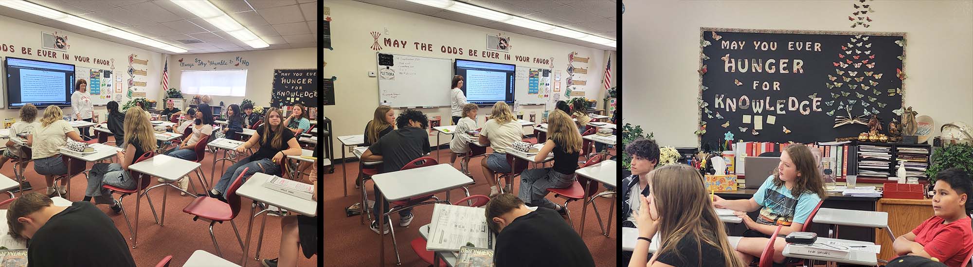 Photo collage of jr. high students in the classroom