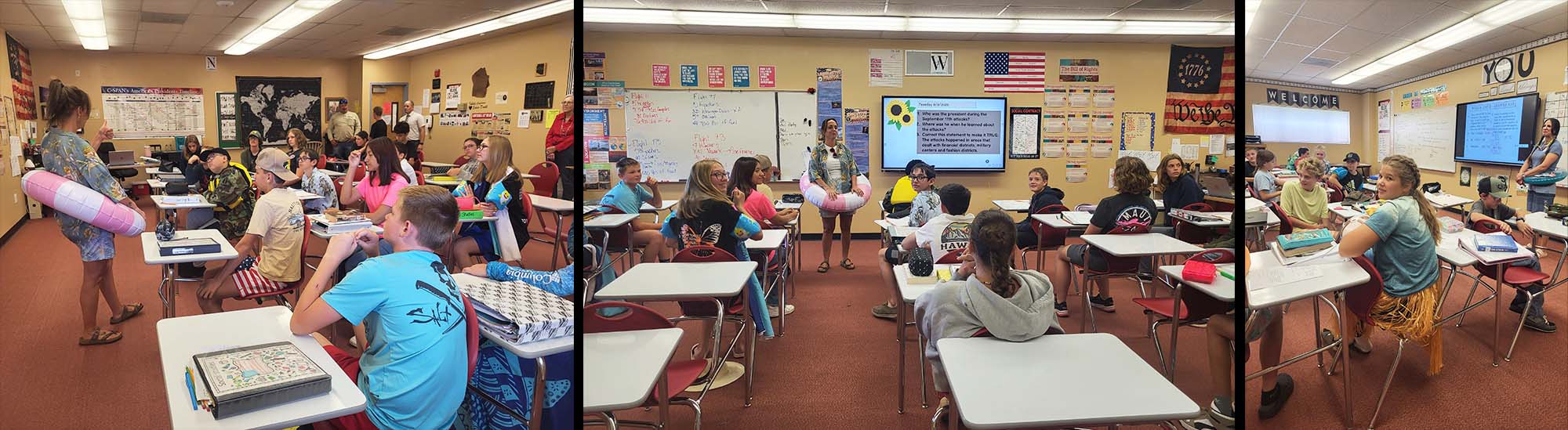 Photo collage of jr. high students in the classroom