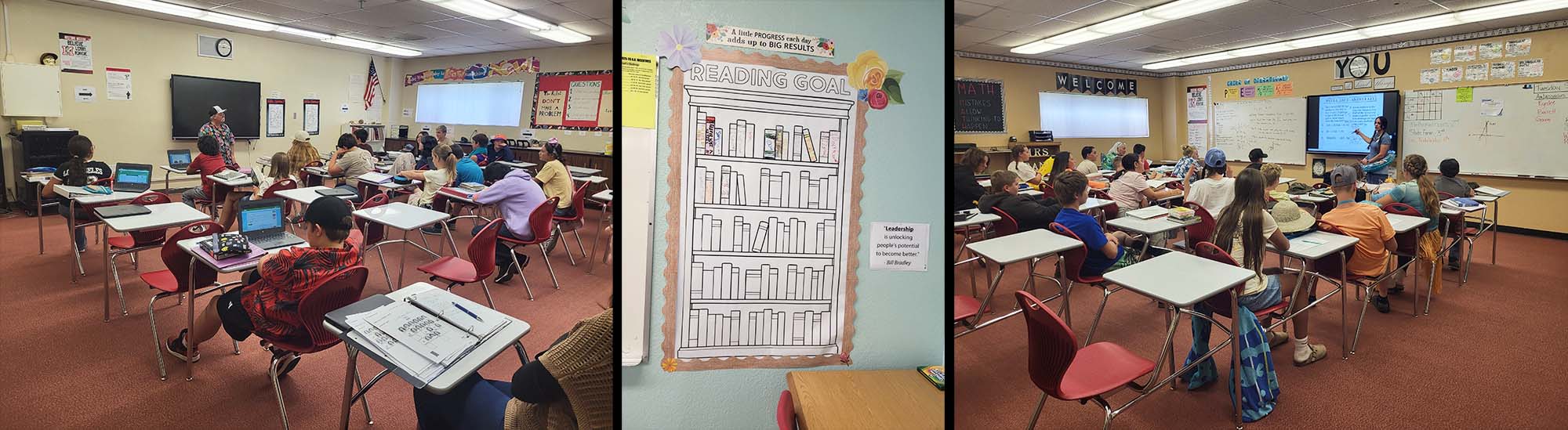 Photo collage of jr. high students in the classroom