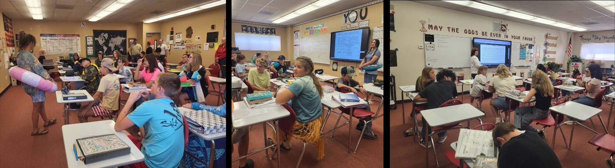 Students in classrooms learning