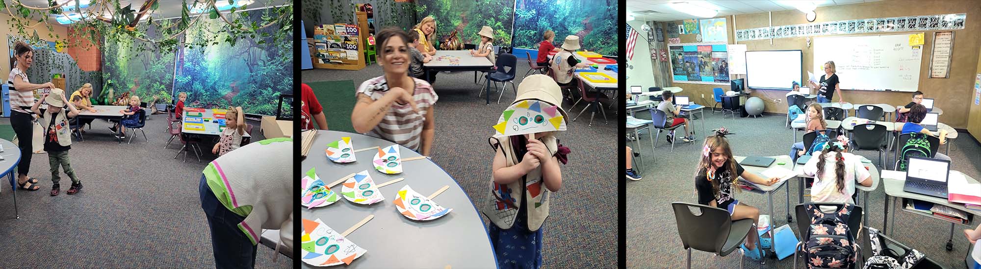 Students and teachers in classrooms