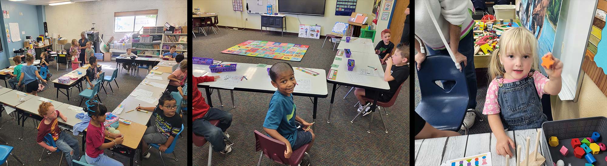 Students in class with projects