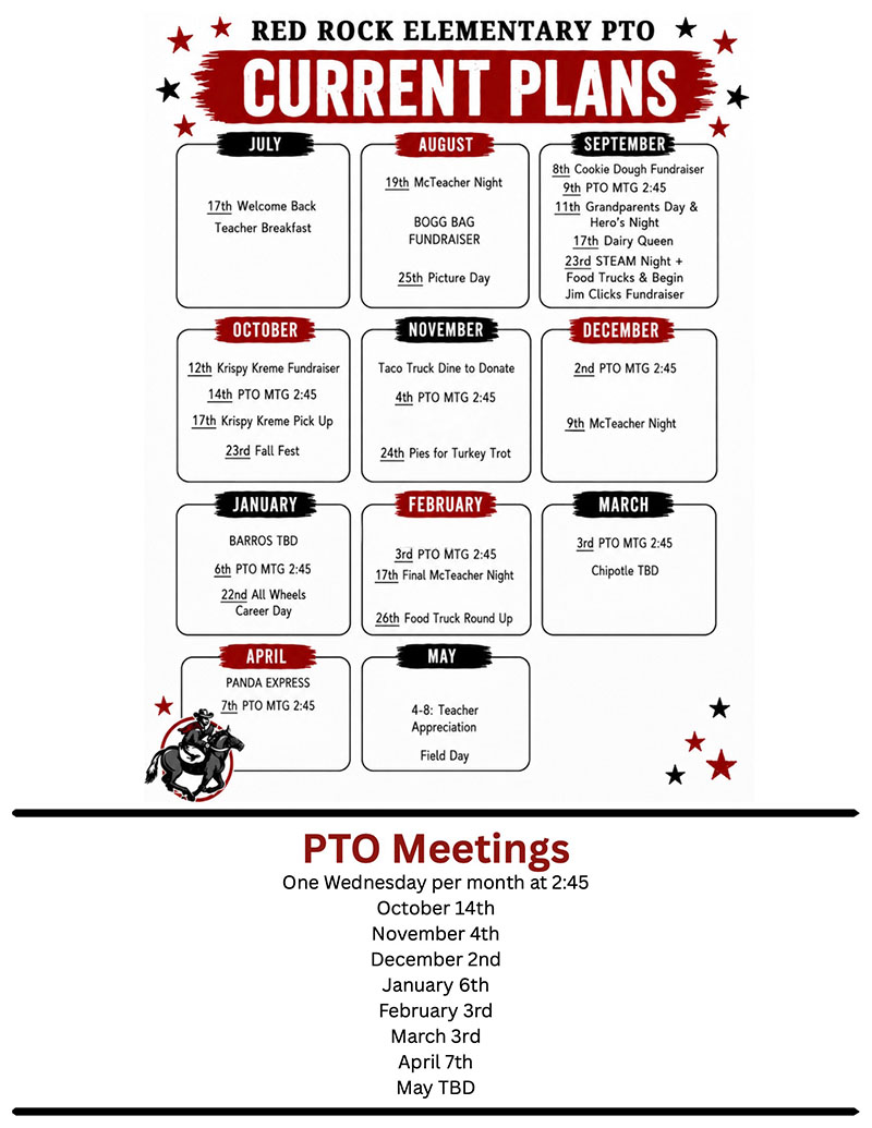 Red Rock Elementary PTO Current Plans