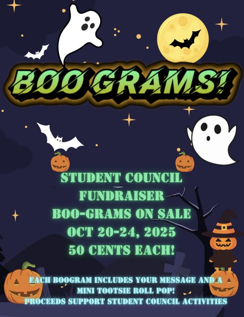 Boo Grams - Student Council Fundraiser Boo-Grams on Sale flyer