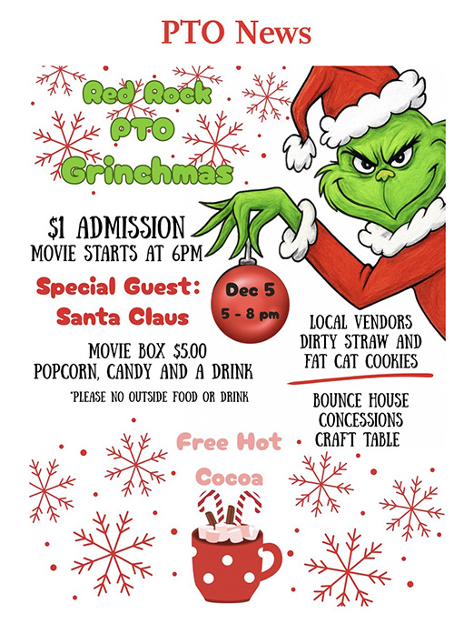 PTO News Red Rock PTO Grinchmas flyer