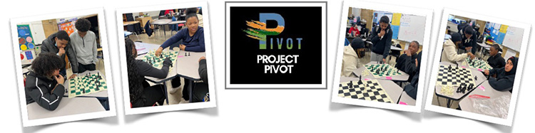 Pictures of students in Project Pivot playing chess