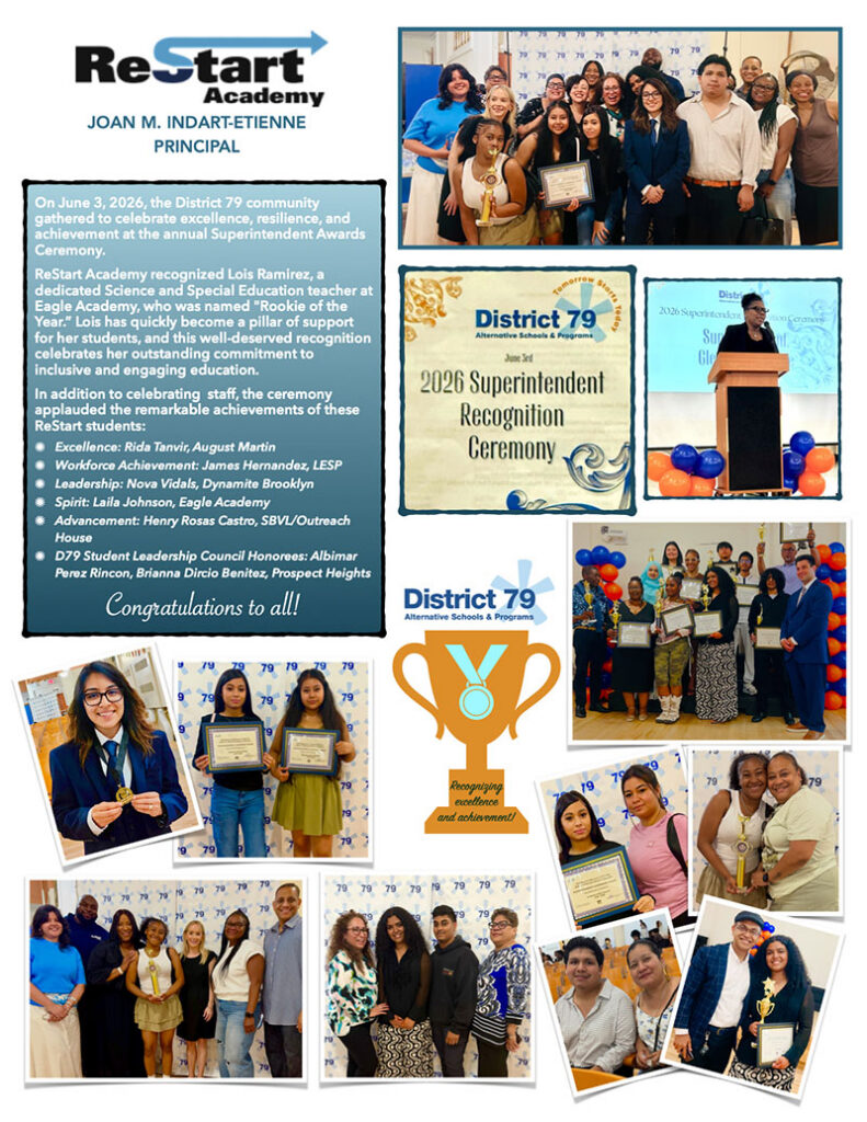 Photo collage flyer from the annual District 79 Superintendent’s Recognition Awards Ceremony
