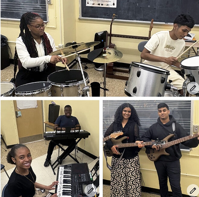 Photo collage of students performing in the Spring Concert