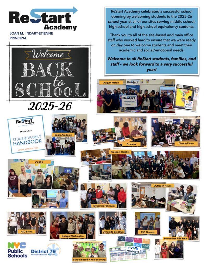 Welcome Back to School 2025-26 flyer with photo collage of staff and students