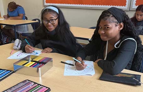 two students working together