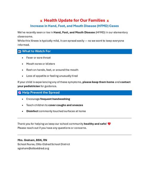 Health Update for Families flyer