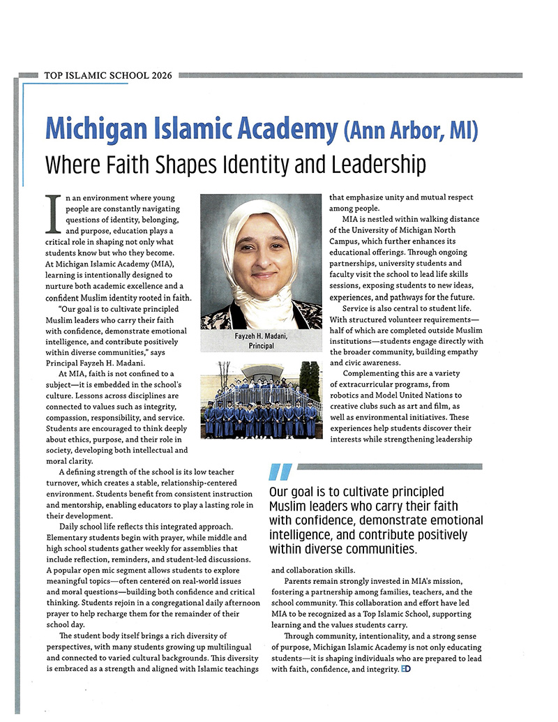 Michigan Islamic Academy (Ann Arbor, MI) - Top Islamic School 2026 Article