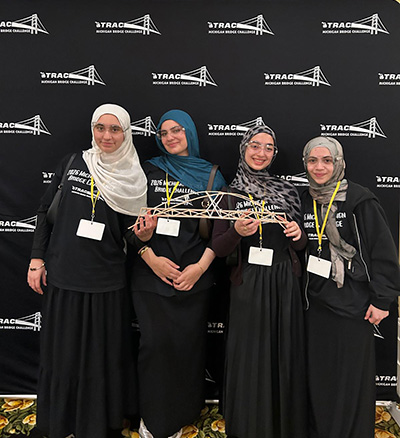 Students at the MDOT Bridge competition