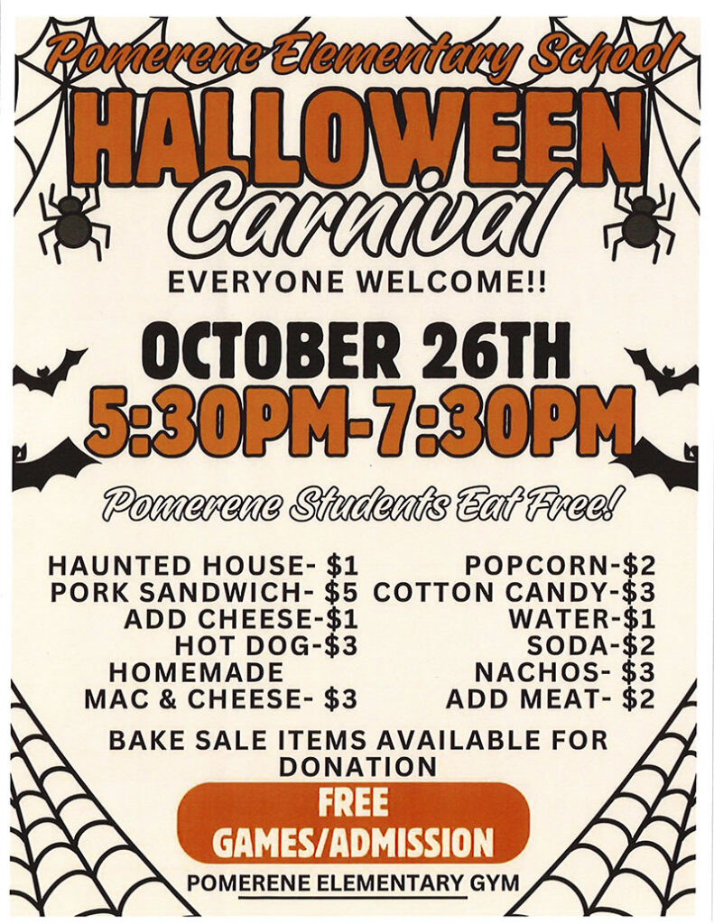 Pomerene Elementary School Halloween Carnival Everyone Welcome! flyer