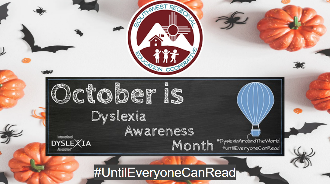 Halloween-themed image stating 'October is Dyslexia Awareness Month'.