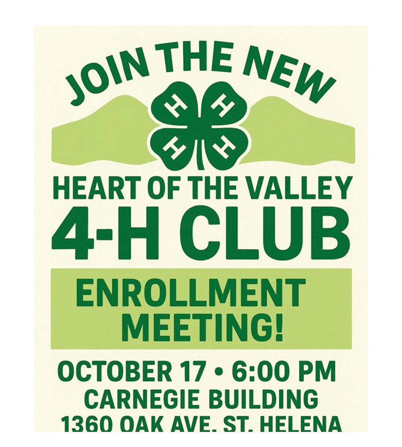 Join the new heart of the valley 4-H Club flyer