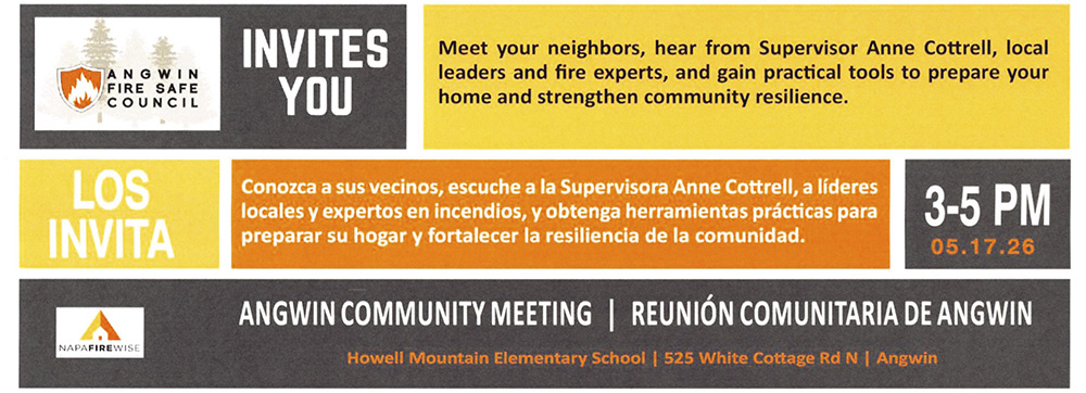 Angwin Fire Safe Council Community Meeting flyer