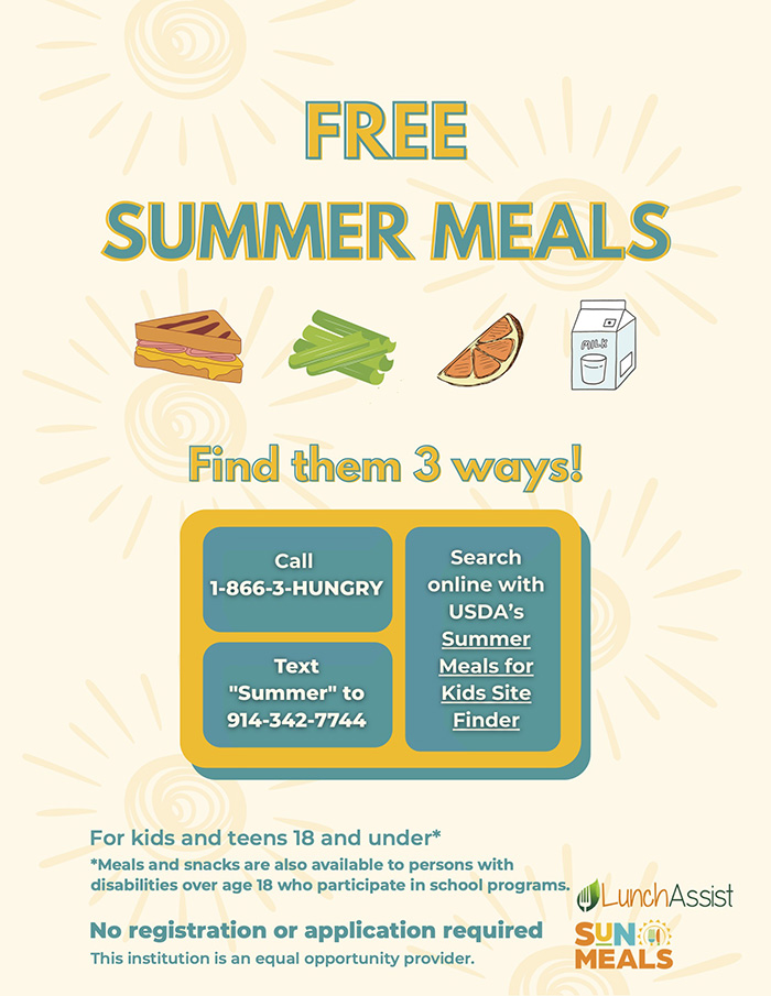 Free Summer Meals flyer in English