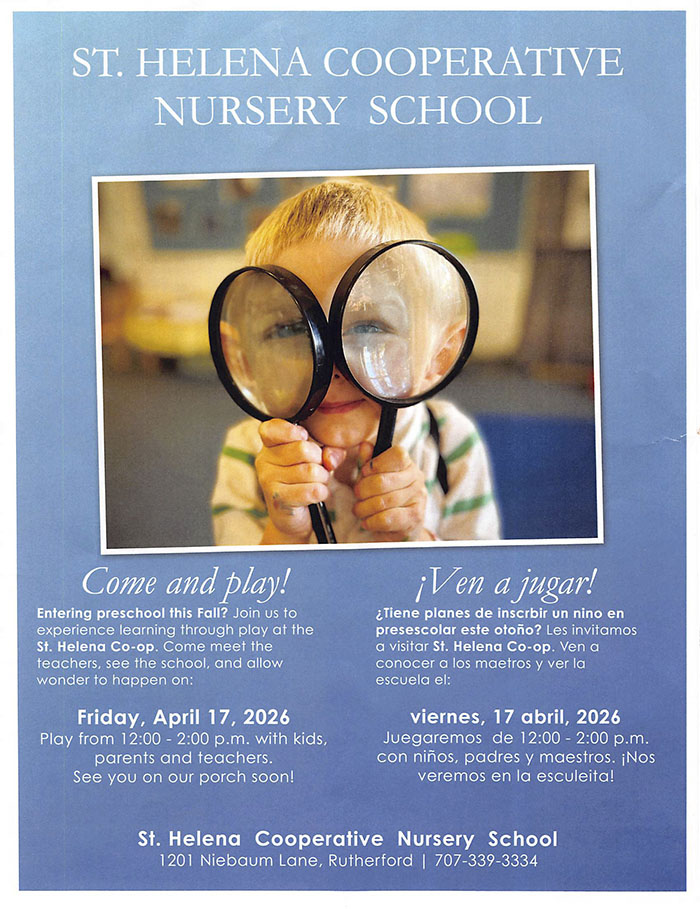 St. Helena Cooperative Nursery School flyer