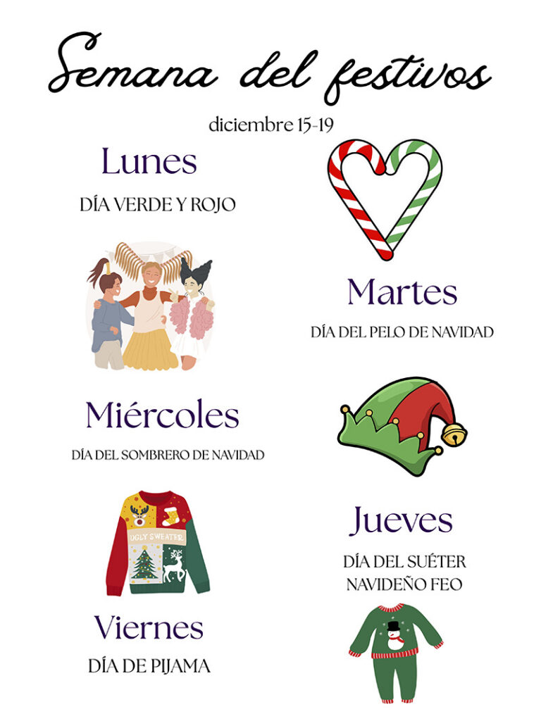 Winter Spirit Week flyer in Spanish