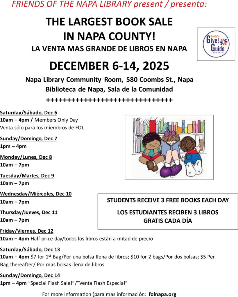 Largest Book Sale in Napa County flyer
