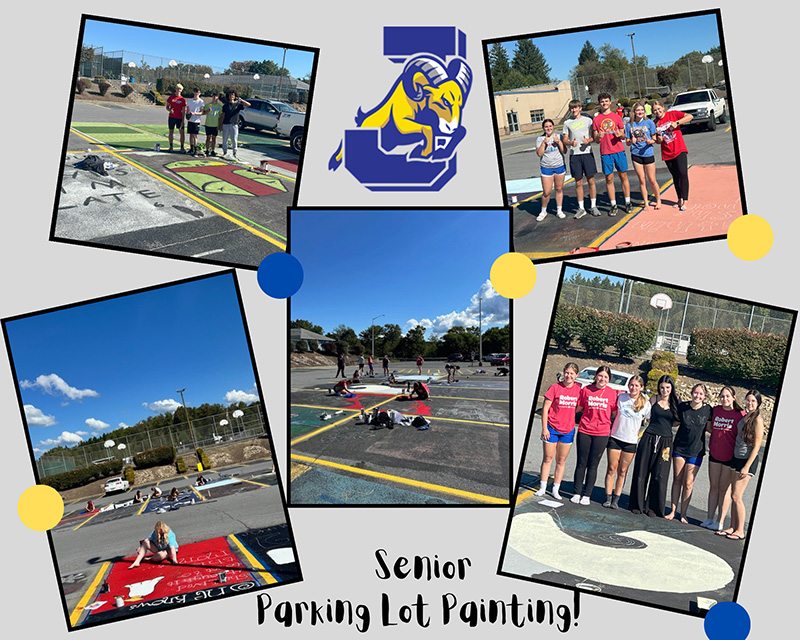 Photo collage of Senior Parking Lot Painting!