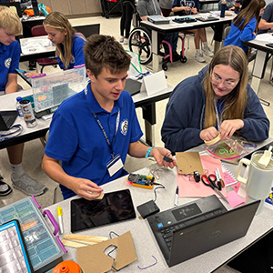 Students working on projects in a classroom