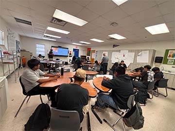 Students working in class