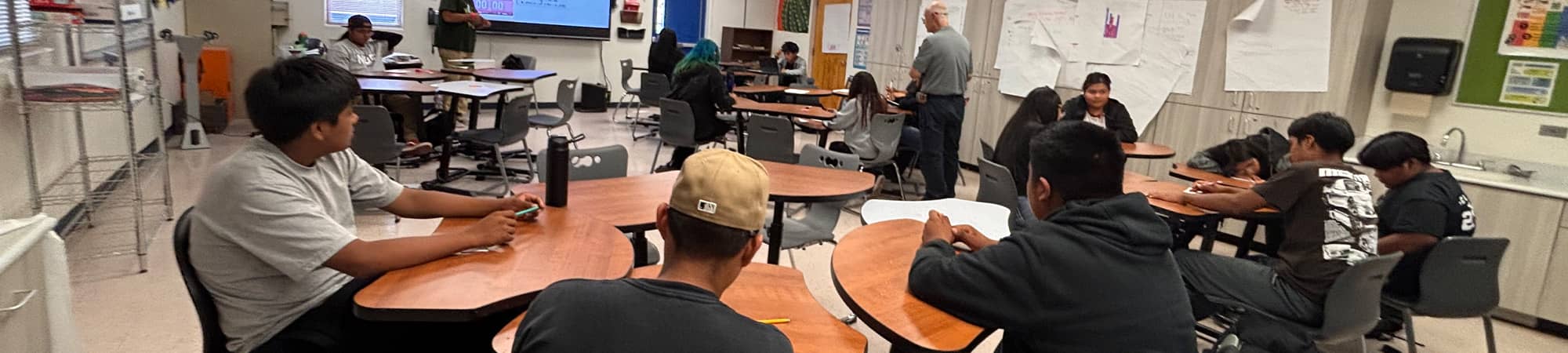 students gathered in class